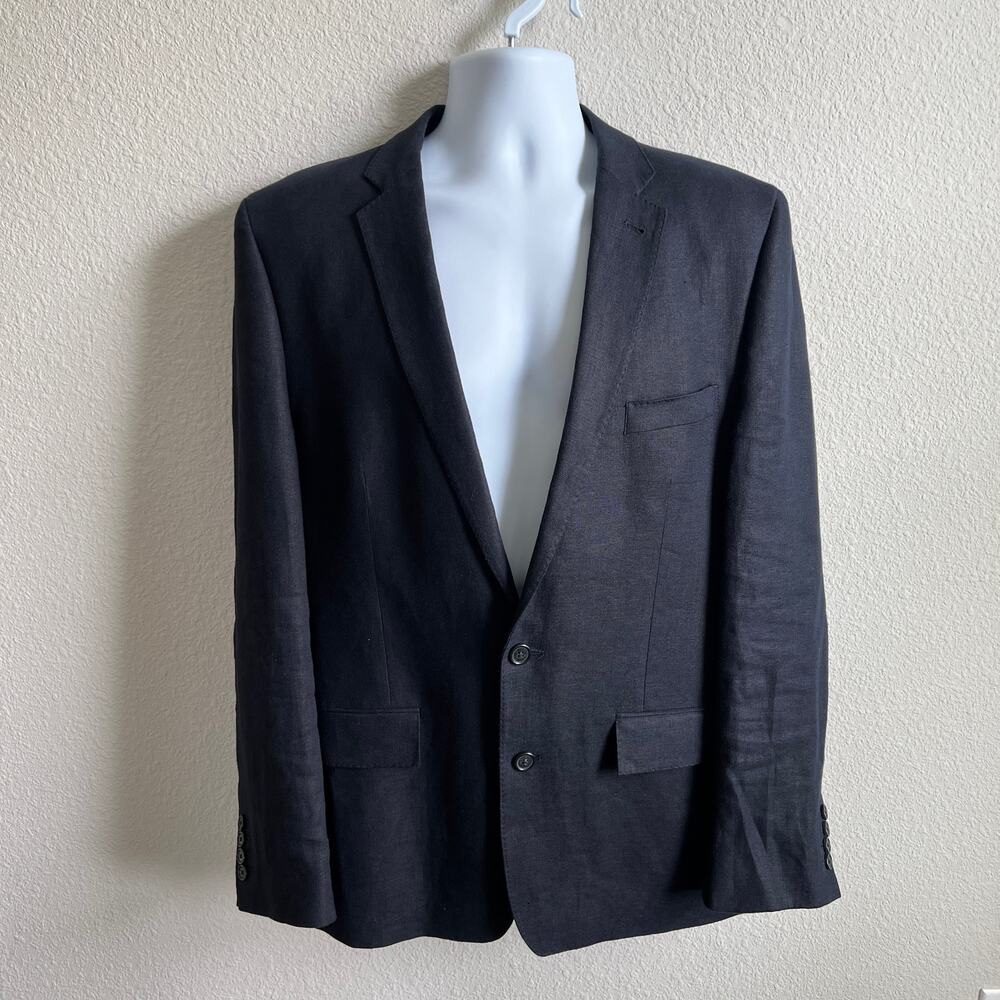 Baird McNutt Murano Black Linen Sports Coat Jacket Mens L Blazer Formal Business
